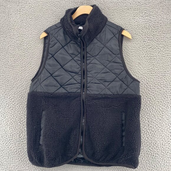 KEREN hart Jackets & Blazers - Keren Hart Vest Womens Medium Black Puffer Coat Fleece Pockets Full Zip Mockneck
